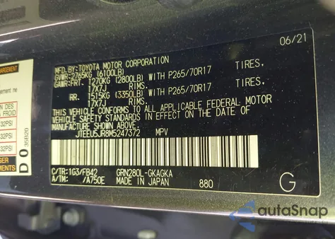 2021 Toyota 4Runner Sr5 z USA, uszkodzony, nr VIN JTEEU5JR8M5247372